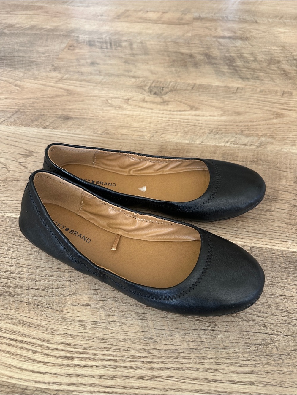 Lucky Brand Black Leather Slip-On Ballet Flats